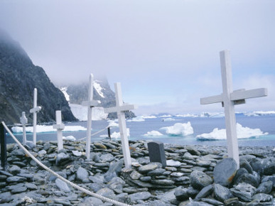 Grave Site with Memorials to Whalers and Scientists, Antarctica, Polar Regions